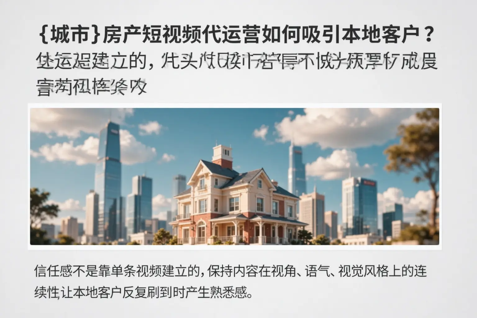 屯昌房产短视频代运营如何吸引本地客户？