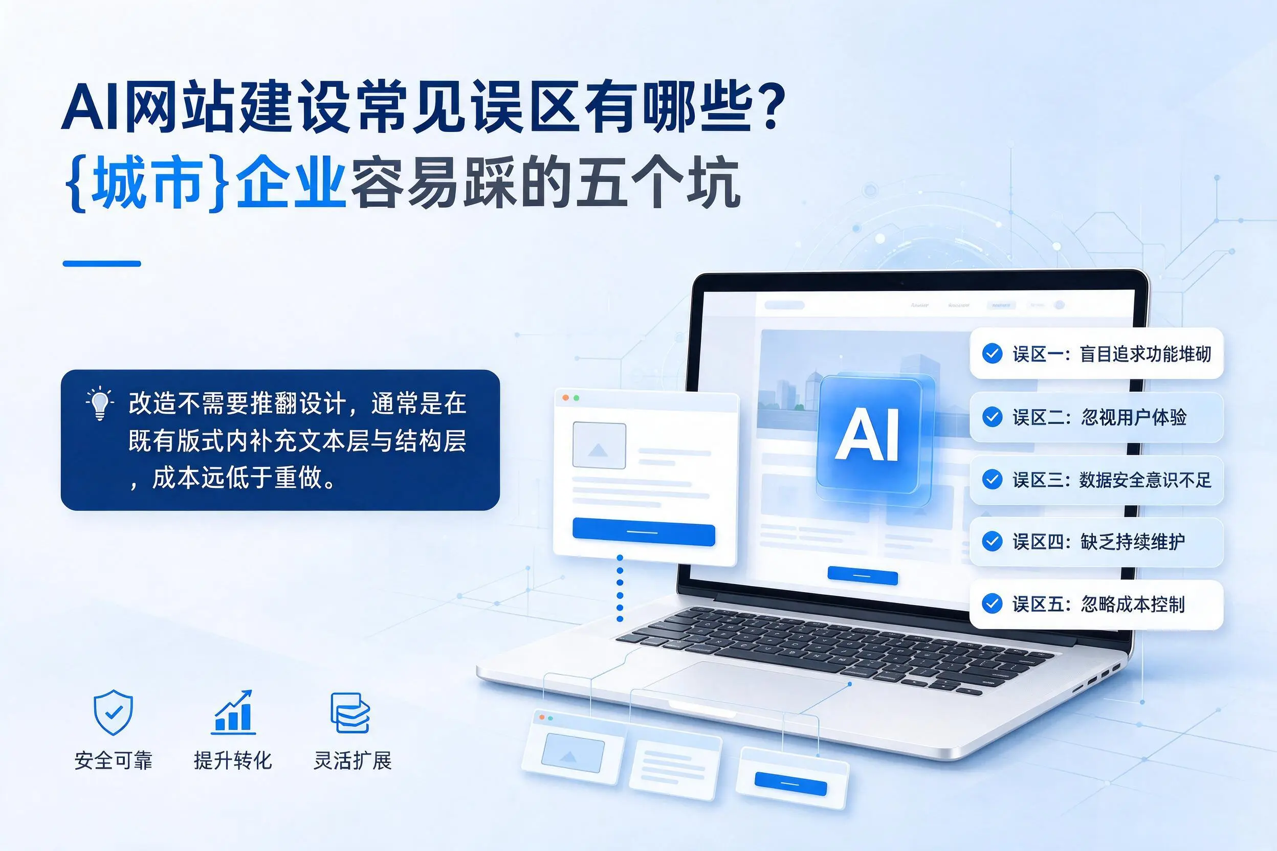 AI网站建设常见误区有哪些?屯昌企业容易踩的五个坑