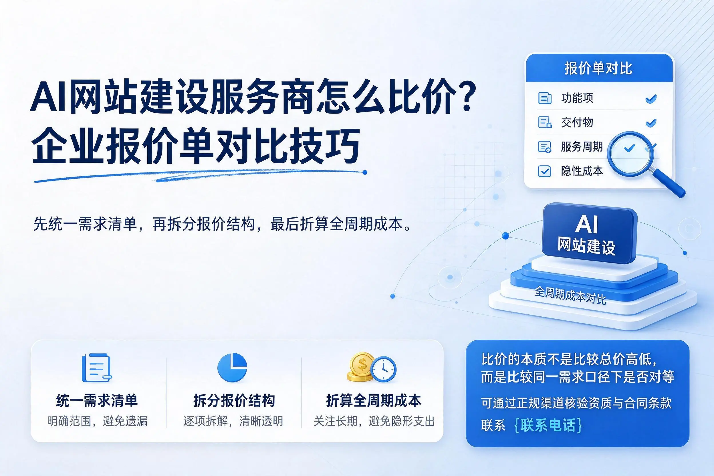 AI网站建设服务商怎么比价?屯昌企业报价单对比技巧