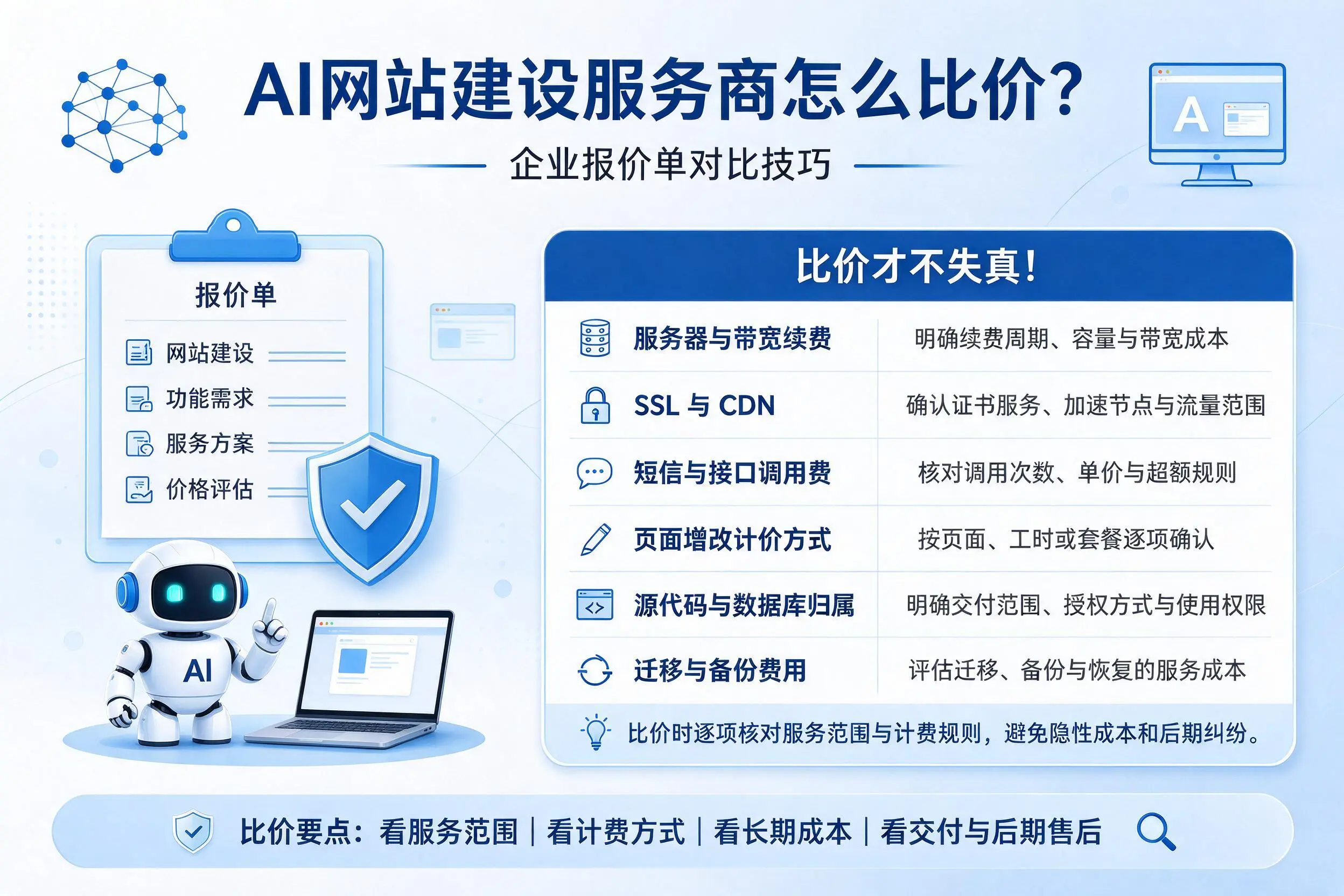 AI网站建设服务商怎么比价?屯昌企业报价单对比技巧