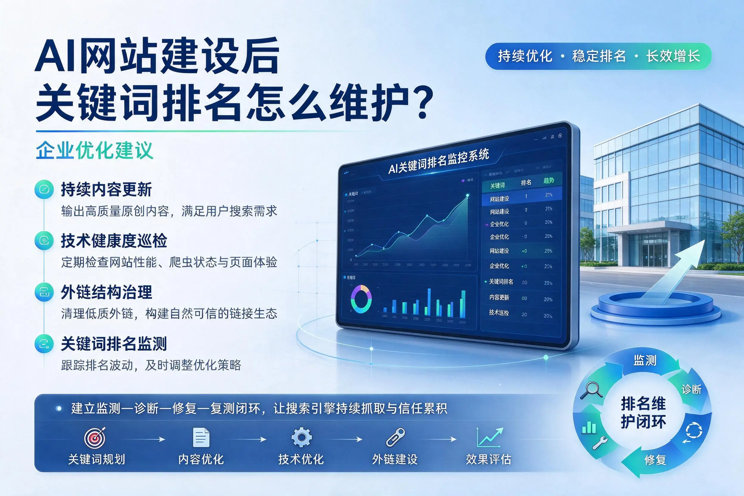 AI网站建设后关键词排名怎么维护？屯昌企业优化建议