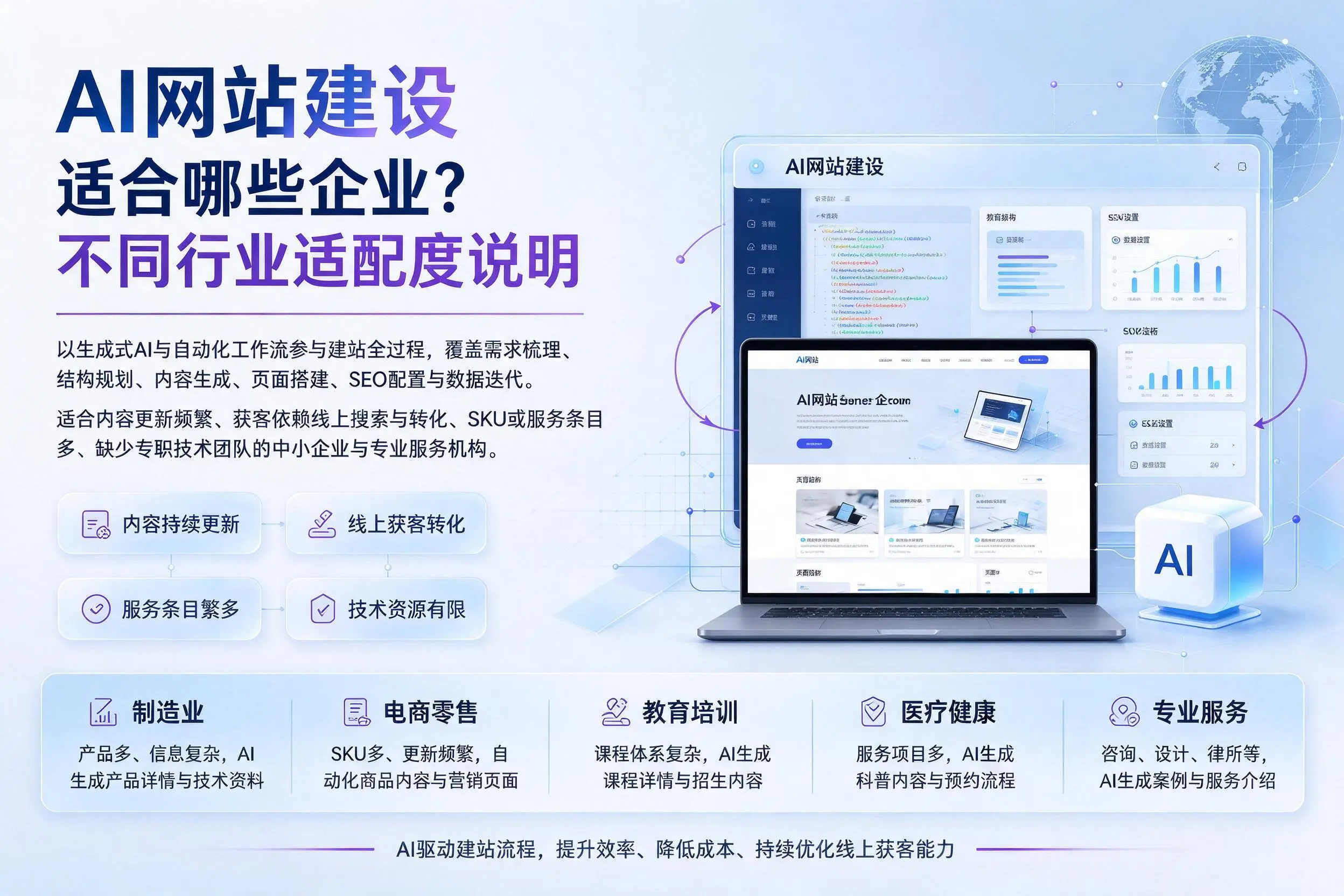 AI网站建设适合哪些企业？屯昌不同行业适配度说明